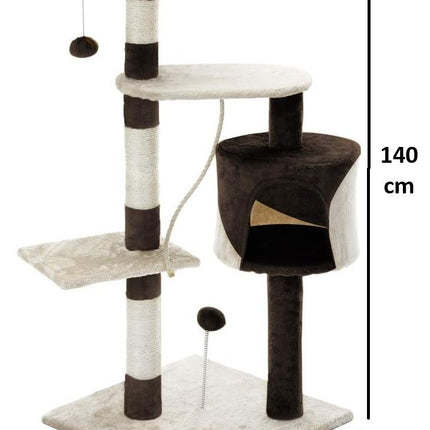 CARLA HOME 140cm Cat Tree for Indoor Cats with Plush Perch, Sisal Scratching Posts & Condo for Kittens & Adult Cats (Beige).