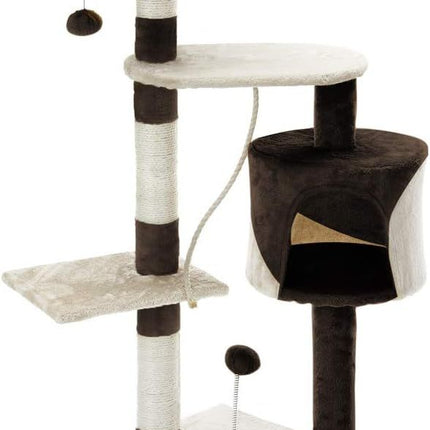 CARLA HOME 140cm Cat Tree for Indoor Cats with Plush Perch, Sisal Scratching Posts & Condo for Kittens & Adult Cats (Beige).
