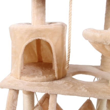 CARLA HOME 141cm Cat Tree Tower for Indoor Cats with Plush Perch, Ladder, Sisal Scratching Posts, Hammock & Condo for Kittens & Adult Cats (Beige).
