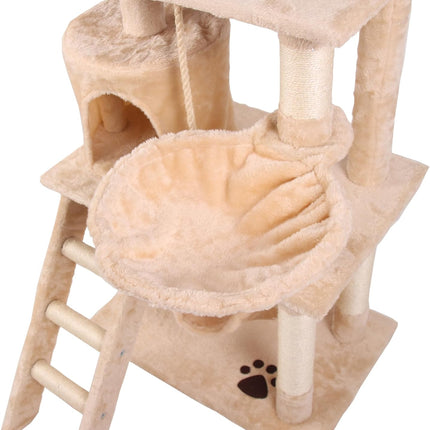 CARLA HOME 141cm Cat Tree Tower for Indoor Cats with Plush Perch, Ladder, Sisal Scratching Posts, Hammock & Condo for Kittens & Adult Cats (Beige).