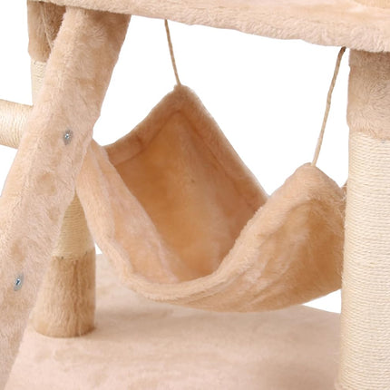 CARLA HOME 141cm Cat Tree Tower for Indoor Cats with Plush Perch, Ladder, Sisal Scratching Posts, Hammock & Condo for Kittens & Adult Cats (Beige).
