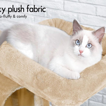 CARLA HOME 180cm Cat Tree Tower for Indoor Cats with Plush Perches, Dual Condos, Natural Sisal Scratching Posts & Ramps for Kittens & Adult Cats (Beige).