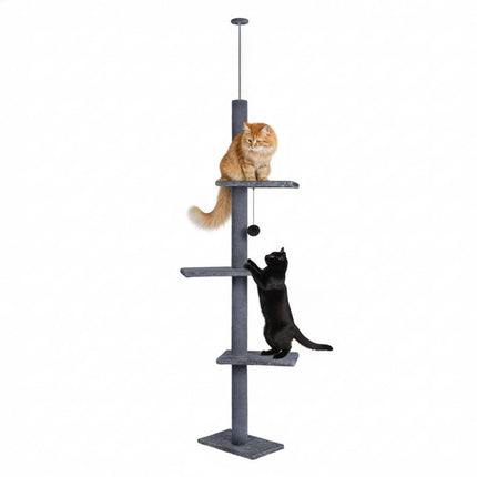 CARLA HOME Floor to Ceiling Cat Tree Tower  with Adjustable Height 230-286cm for Indoor Cats (Grey).