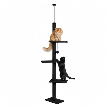 CARLA HOME Floor to Ceiling Cat Tree Tower  with Adjustable Height 230-286cm for Indoor Cats (Black).