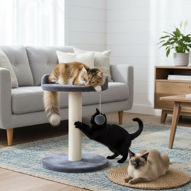 CARLA HOME Cat Tree Tower for Indoor Cats with Plush Perch, Sisal Scratching Post & Hanging Ball Toy for Kittens or Small Breeds.