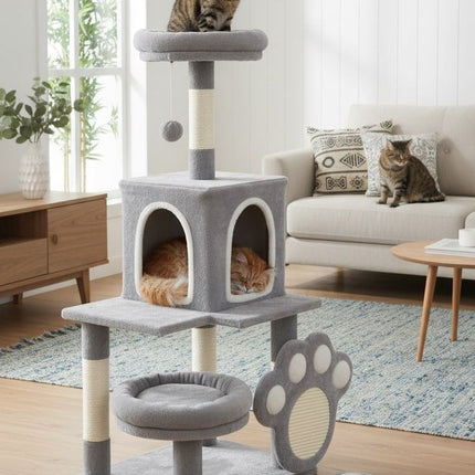 CARLA HOME Large Cat Tree Tower for Indoor Cats with Plush Perch, Cat Condo, Natural Sisal Scratching Posts, Hanging Ball & Paw Scratcher.