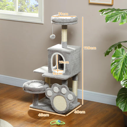 CARLA HOME Large Cat Tree Tower for Indoor Cats with Plush Perch, Cat Condo, Natural Sisal Scratching Posts, Hanging Ball & Paw Scratcher.