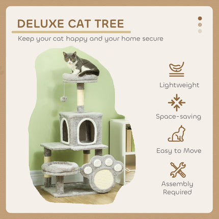 CARLA HOME Large Cat Tree Tower for Indoor Cats with Plush Perch, Cat Condo, Natural Sisal Scratching Posts, Hanging Ball & Paw Scratcher.