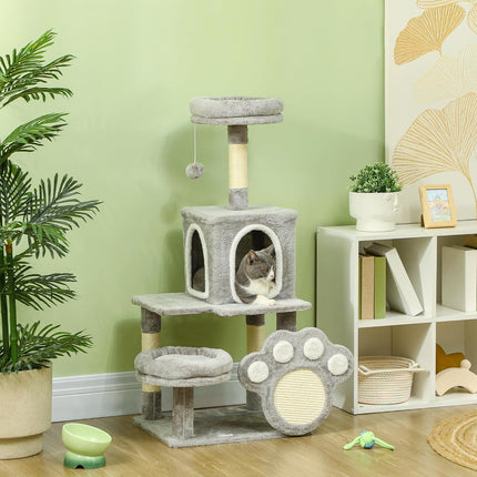 CARLA HOME Large Cat Tree Tower for Indoor Cats with Plush Perch, Cat Condo, Natural Sisal Scratching Posts, Hanging Ball & Paw Scratcher.