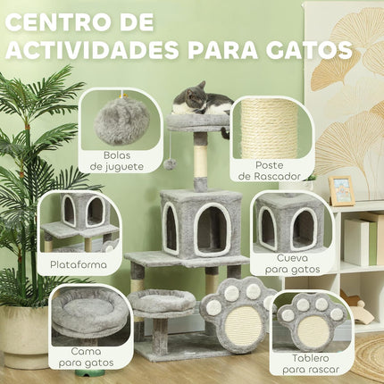 CARLA HOME Large Cat Tree Tower for Indoor Cats with Plush Perch, Cat Condo, Natural Sisal Scratching Posts, Hanging Ball & Paw Scratcher.