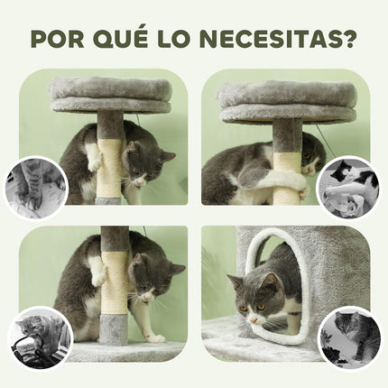 CARLA HOME Large Cat Tree Tower for Indoor Cats with Plush Perch, Cat Condo, Natural Sisal Scratching Posts, Hanging Ball & Paw Scratcher.