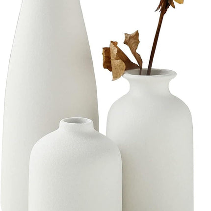 Ceramic Set of 3 Modern White Vases for Home D�cor.