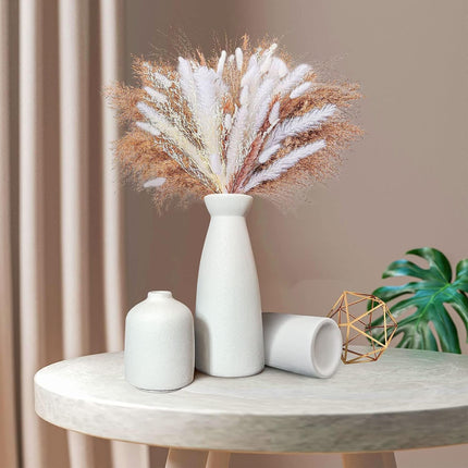 Ceramic Set of 3 Modern White Vases for Home D�cor.