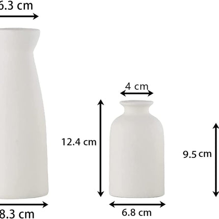 Ceramic Set of 3 Modern White Vases for Home D�cor.
