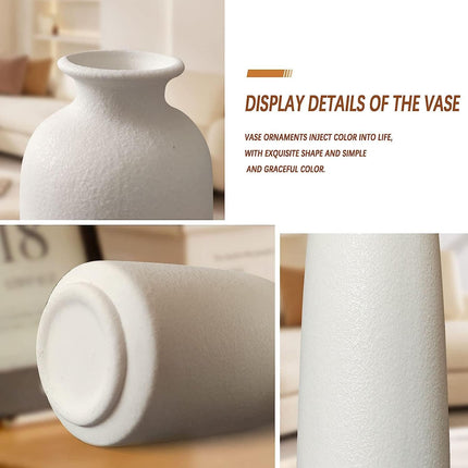 Ceramic Set of 3 Modern White Vases for Home D�cor.