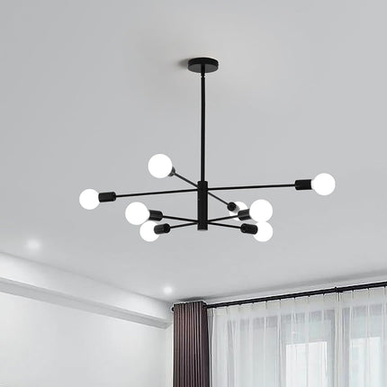 Modern Sputnik Chandelier, 8 Light, Black.