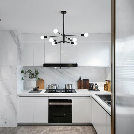 Modern Sputnik Chandelier, 8 Light, Black.