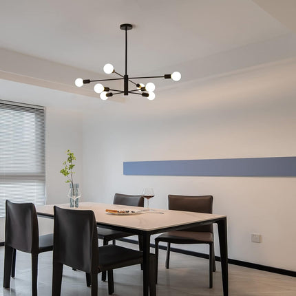 Modern Sputnik Chandelier, 8 Light, Black.