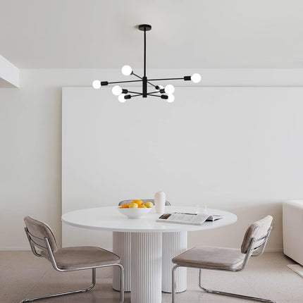 Modern Sputnik Chandelier, 8 Light, Black.