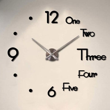 DIY Wall Clock Modern Frameless Large 3D Wall Watch Giant Roman Numerals for Home Living Room and Bedroom (Small).