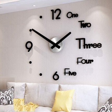 DIY Wall Clock Modern Frameless Large 3D Wall Watch Giant Roman Numerals for Home Living Room and Bedroom (Small).
