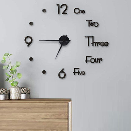 DIY Wall Clock Modern Frameless Large 3D Wall Watch Giant Roman Numerals for Home Living Room and Bedroom (Small).