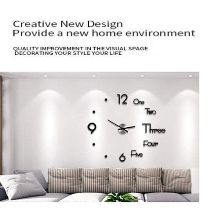 DIY Wall Clock Modern Frameless Large 3D Wall Watch Giant Roman Numerals for Home Living Room and Bedroom (Small).