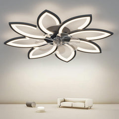 Modern Ceiling Light Fan, Low Profile, 6 Wind Speed, 3 Color (90cm, Black).
