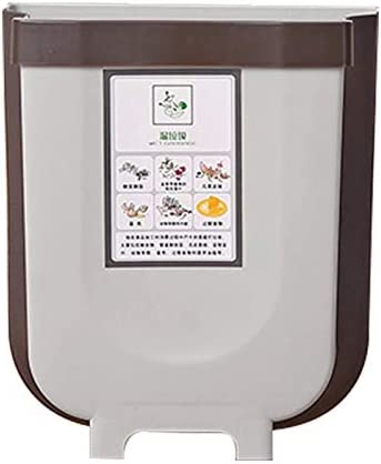 Hanging Trash Can Collapsible Small Garbage Waste Bin for Kitchen Cabinet Door (Grey).
