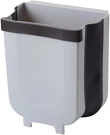 Hanging Trash Can Collapsible Small Garbage Waste Bin for Kitchen Cabinet Door (Grey).