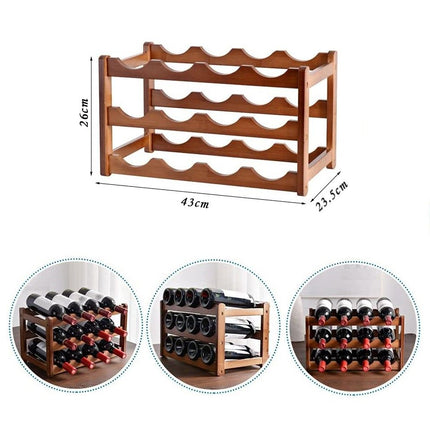 3-layer Bamboo Wine Storage Rack (12 bottles).