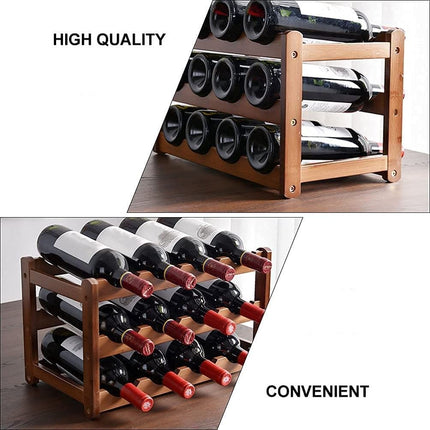 3-layer Bamboo Wine Storage Rack (12 bottles).