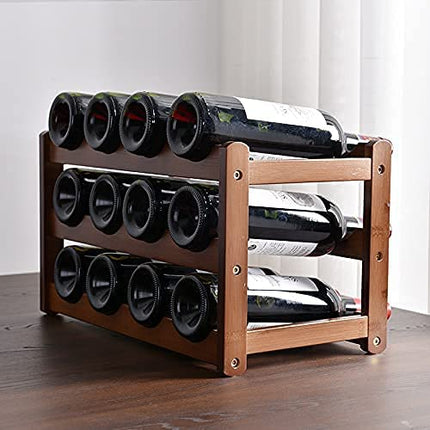 3-layer Bamboo Wine Storage Rack (12 bottles).