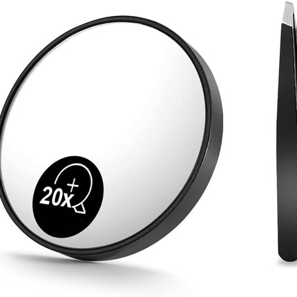 20X Magnifying Mirror and Eyebrow Tweezers Kit for Travel.