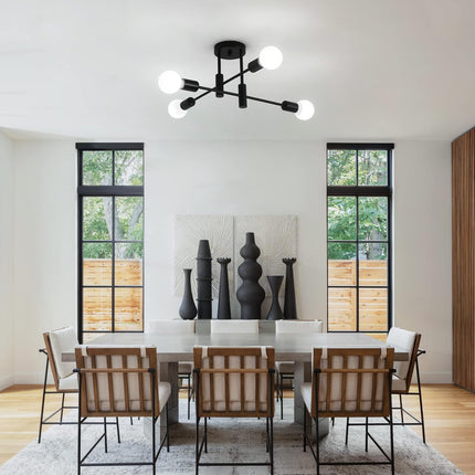 Mid Century Chandelier Modern, 4-Light.