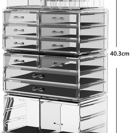 Makeup Cosmetic Organizer Storage with 12 Drawers Display Boxes (Clear).