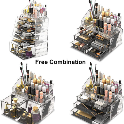 Makeup Cosmetic Organizer Storage with 12 Drawers Display Boxes (Clear).