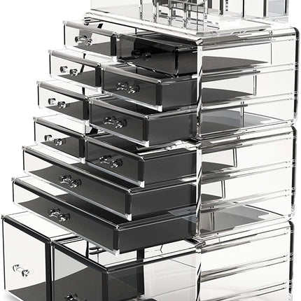 Makeup Cosmetic Organizer Storage with 12 Drawers Display Boxes (Clear).