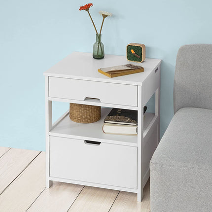 White Bedside Table with 2 Drawers.