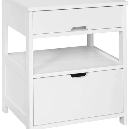 White Bedside Table with 2 Drawers.