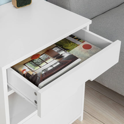 White Bedside Table with 2 Drawers.