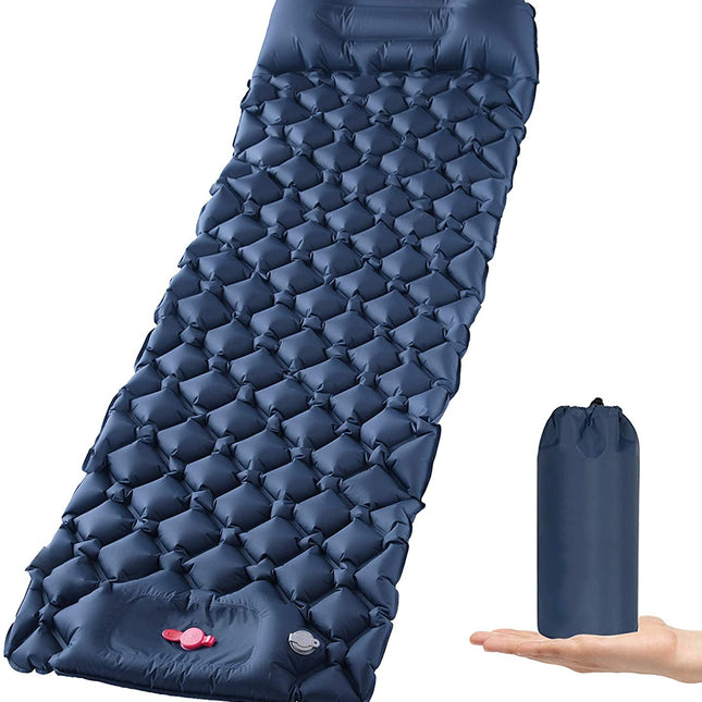 Ultralight Inflatable Camping Sleeping Pad with Pillow for Travelling and Hiking.