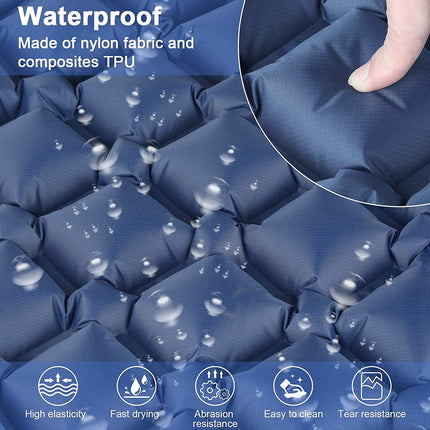 Ultralight Inflatable Camping Sleeping Pad with Pillow for Travelling and Hiking.