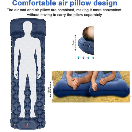 Ultralight Inflatable Camping Sleeping Pad with Pillow for Travelling and Hiking.