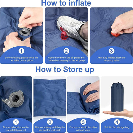 Ultralight Inflatable Camping Sleeping Pad with Pillow for Travelling and Hiking.
