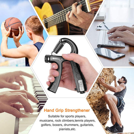 5 Pack Adjustable Resistance Hand Gripper Exerciser Workout Kit.