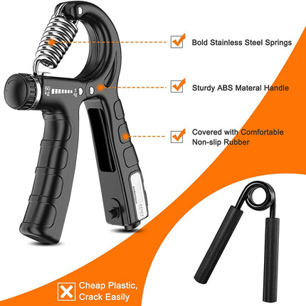 5 Pack Adjustable Resistance Hand Gripper Exerciser Workout Kit.