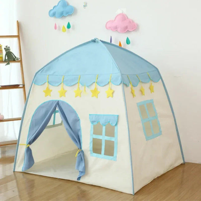 130CM Portable Kids Castle Tent Large Blue.