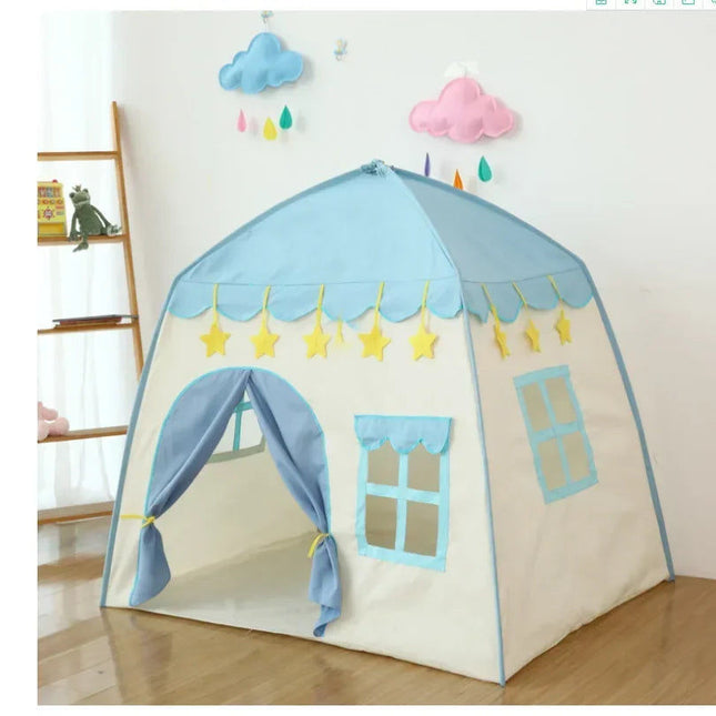 130CM Portable Kids Castle Tent Large Blue.
