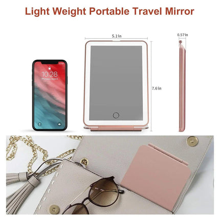 LED Travel Makeup Mirror 3 Light Modes USB.